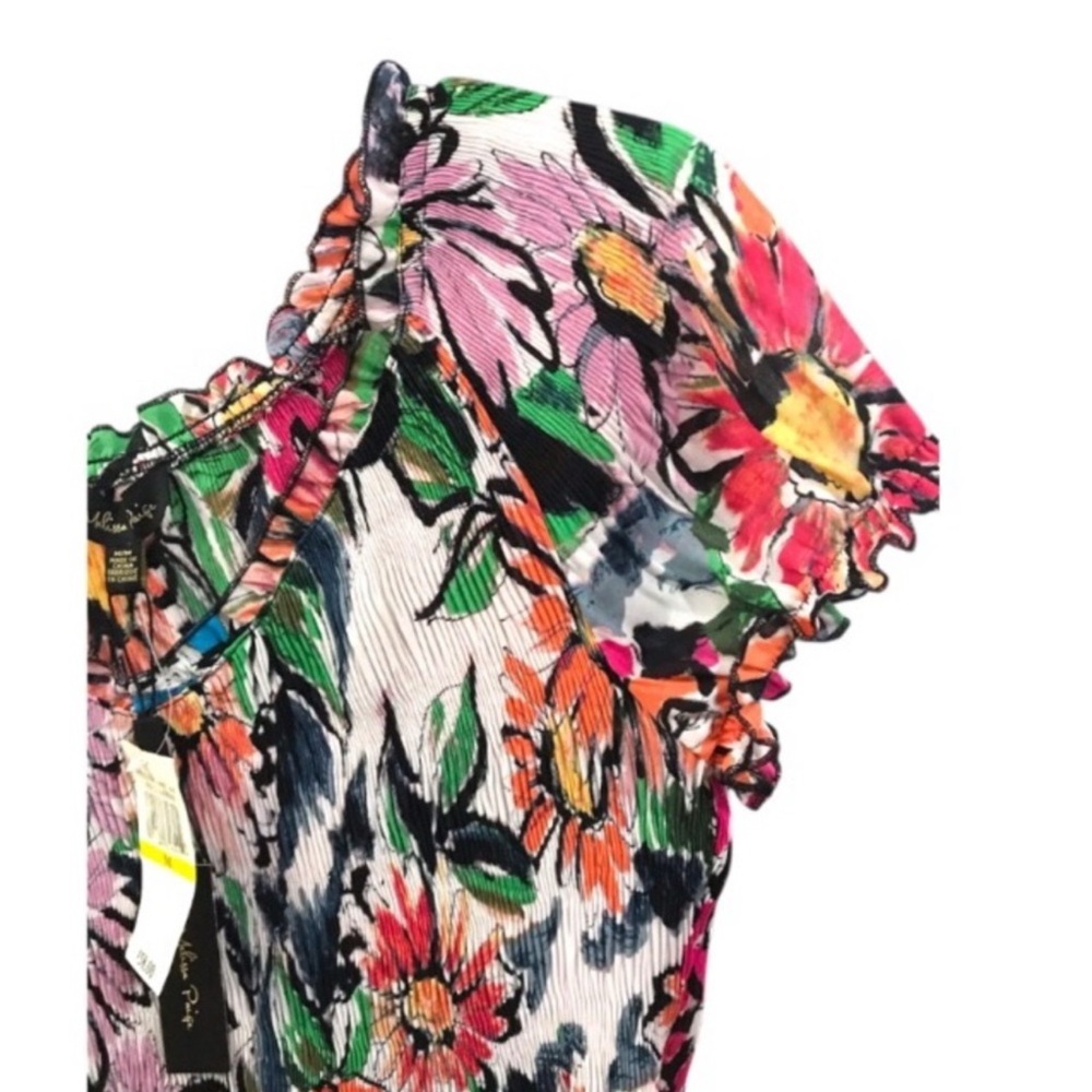 NWT Melissa Paige Floral Blouse With Elastic Neck And‎ Waistline Size Medium - Picture 4 of 7